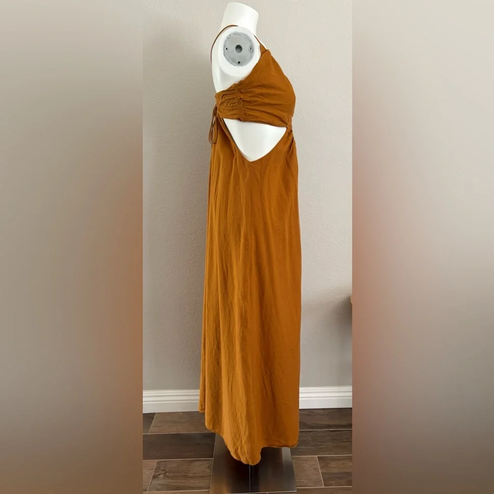 Banana Republic Manon Linen Blend Maxi Cutout Dress Sz 10 - Picture 6 of 15